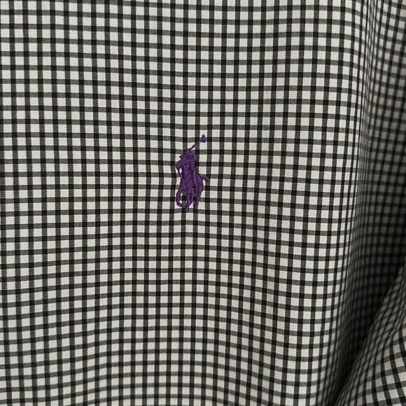 Ralph Lauren Custom Fit Men's Button Down Shirt Black White Gingham Plaid Size L - Picture 8 of 11